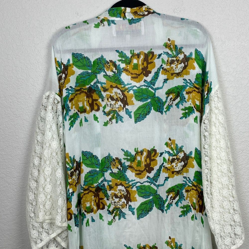 Crazy Train Boho Lace Duster Women OS Southwest Floral Long Sleeve Maxi Open NWT - Picture 8 of 12